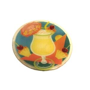 Peggy Karr Plate Signed Fused Glass 7.5" Daiquiri Cocktail Round Vintage